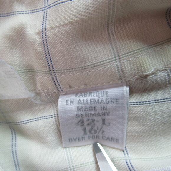 Vintage Haupt Shirt Men 16.5 Yellow Plaid Button Short Sleeve 80s German Grandpa - Picture 8 of 9